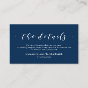 Beautiful Elegance, Navy Blue, Wedding Details Enclosure Card