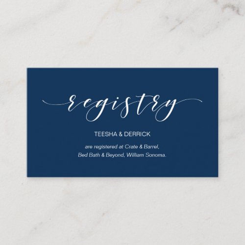 Beautiful Elegance Navy Blue Wedding Registry Enclosure Card