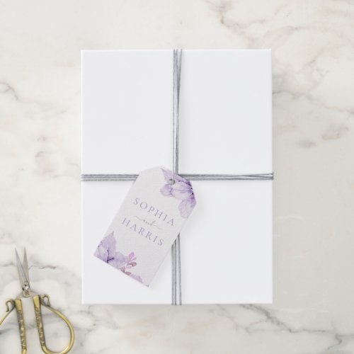 Beautiful Elegance Purple Floral Wedding Gift Tags