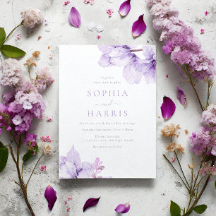 Beautiful Elegance Purple Floral Wedding Invitation
