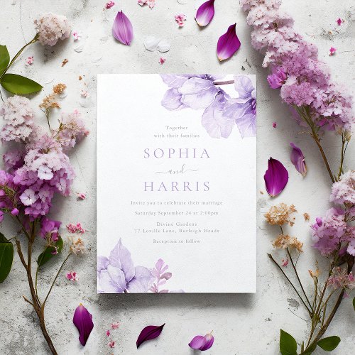 Beautiful Elegance Purple Floral Wedding Invitation