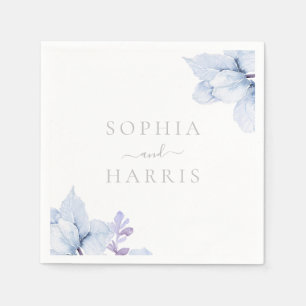Beautiful Elegance Sky Blue Floral Wedding Napkins