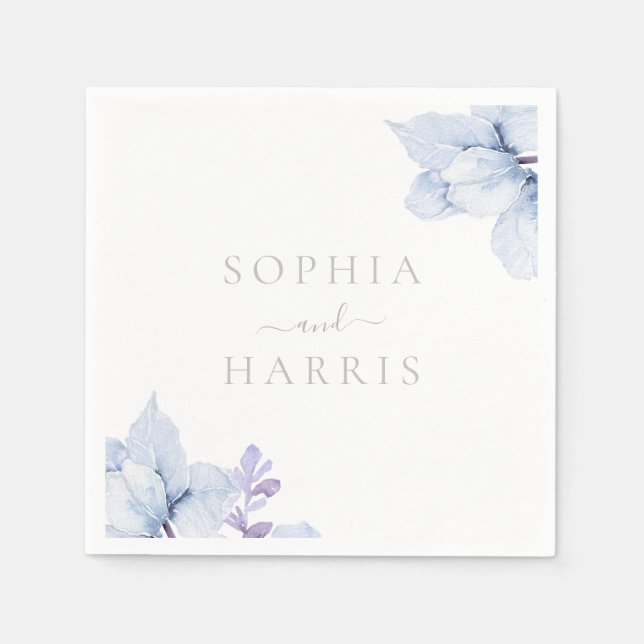 Beautiful Elegance Sky Blue Floral Wedding Napkins (Front)