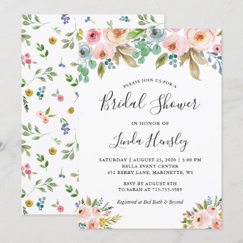 Beautiful Elegance Watercolor Floral Bridal Shower Card