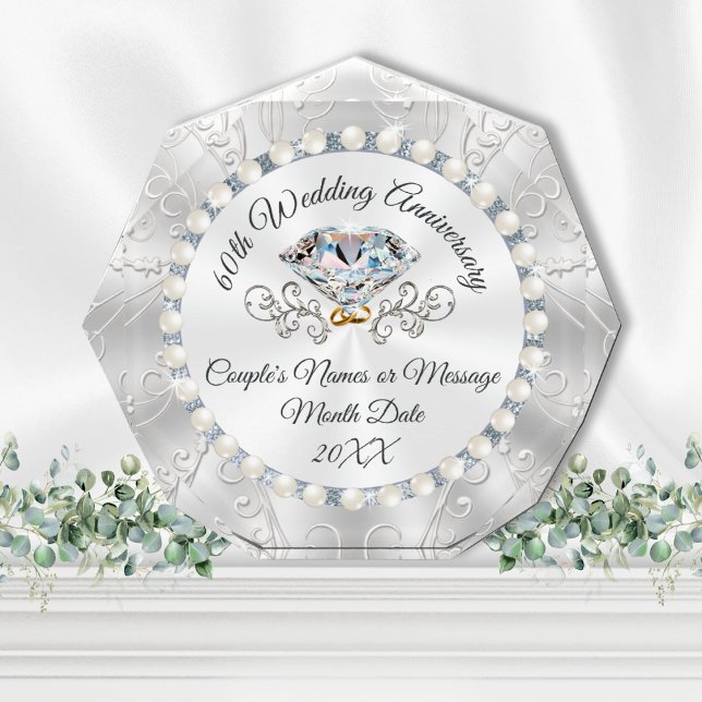 Beautiful Elegant 60 year Wedding Anniversary Gift (Sixtieth wedding anniversary gifts. Gifts for diamond wedding anniversary. 10 year anniversary gifts)