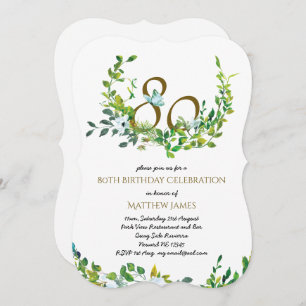 Beautiful Elegant 80th Birthday Invitations Woman