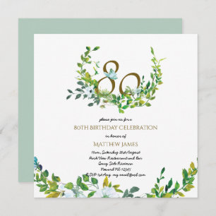 Beautiful Elegant 80th Birthday Invitations Women