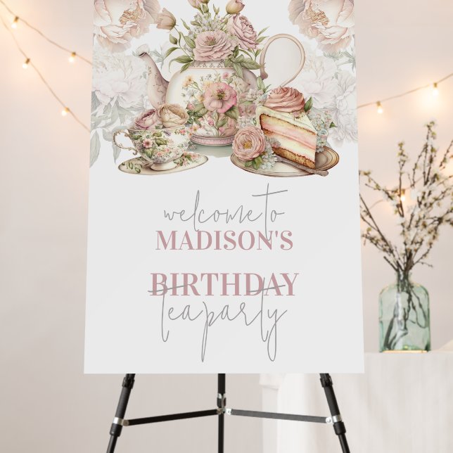 Beautiful elegant Birthday Tea Party Foam Board (In Situ (Stand))