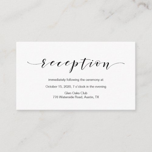 Beautiful Elegant Black font Wedding Reception Enclosure Card