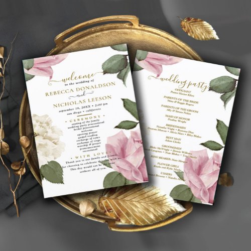 Beautiful Elegant Botanical Wedding Program