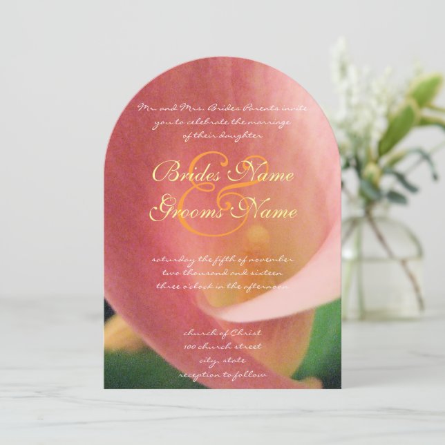 Beautiful Elegant Cala Lily Wedding Invitation (Standing Front)