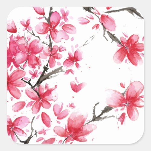 Beautiful  Elegant Cherry Blossom Sticker Seal