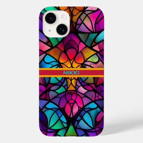 Beautiful Elegant Colorful Stained Glass Pattern Case_Mate iPhone 14 Case