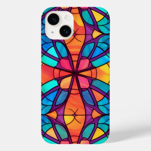 Beautiful Elegant Colorful Stained Glass Pattern Case_Mate iPhone 14 Case