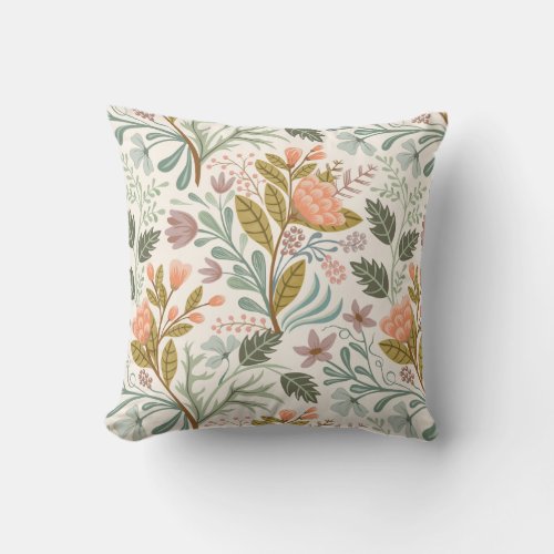 Beautiful elegant colorful vintage floral pattern throw pillow