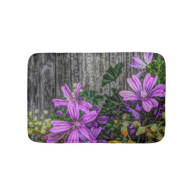 Beautiful Elegant Colorful Wild Flowers Bath Mat (Front)