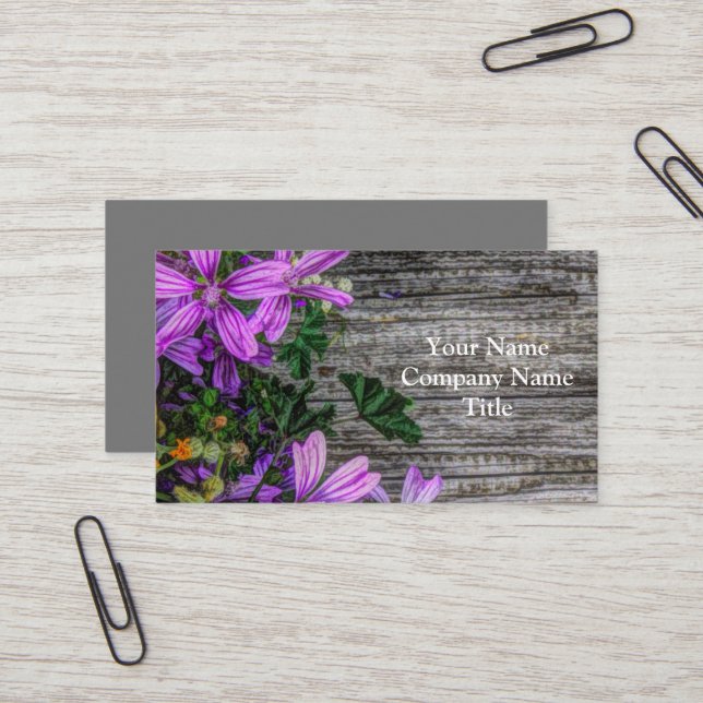Beautiful Elegant Colorful Wild Flowers Business Card (Front/Back In Situ)