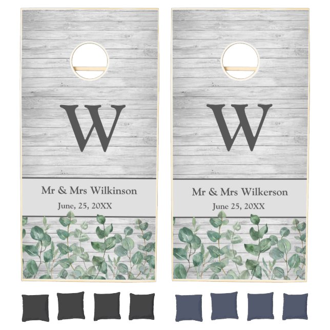 Beautiful Elegant Custom Greenery Wedding  Cornhole Set (Set)