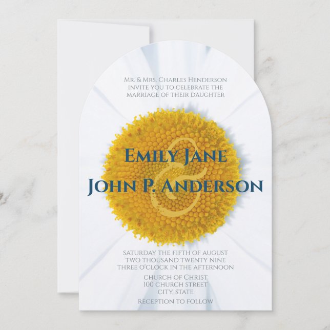 Beautiful Elegant Daisy Wedding Invitation (Front)