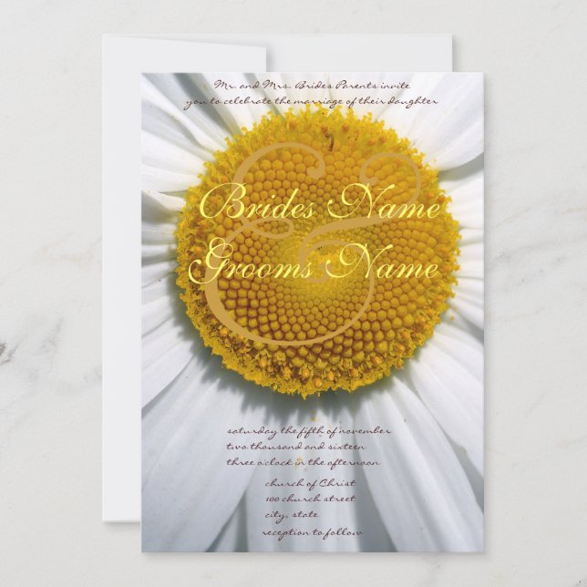 Beautiful Elegant Daisy Wedding Invitation (Front)