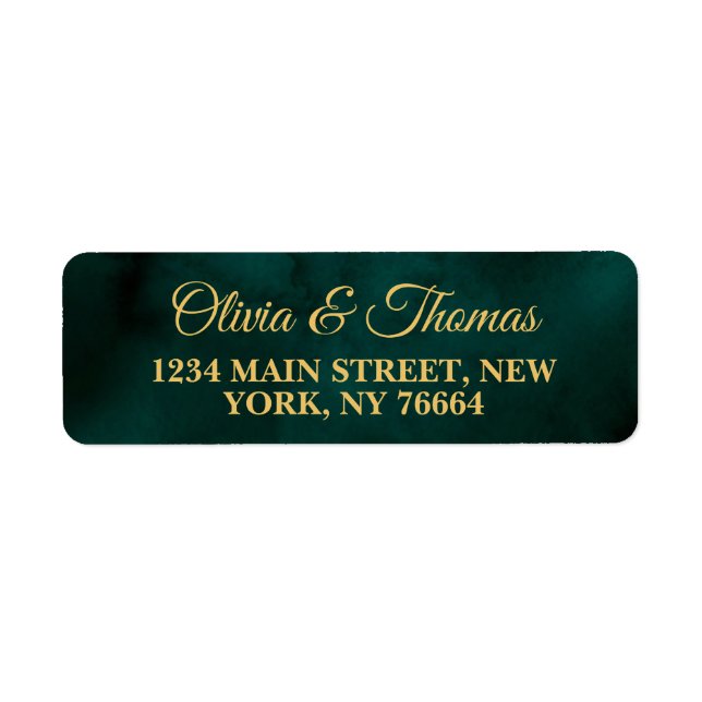 Beautiful Elegant Dark Green Gold Return Address Label (Front)