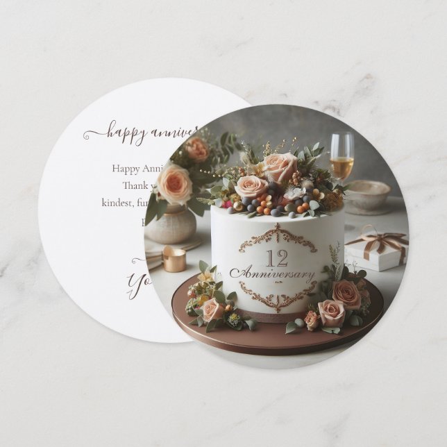 BEAUTIFUL ELEGANT EDITABLE ANNIVERSARY CAKE  (Front/Back)