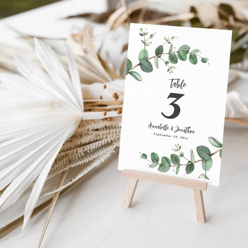 Beautiful elegant eucalyptus foliage wedding table invitation