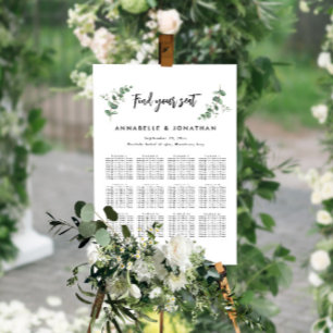 Beautiful elegant eucalyptus simple seating chart foam board