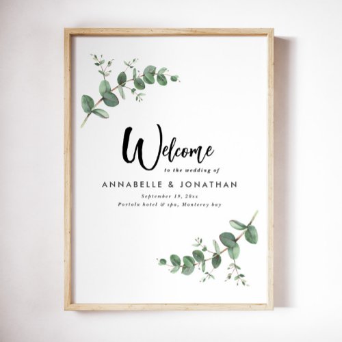 Beautiful elegant eucalyptus welcome decor wedding