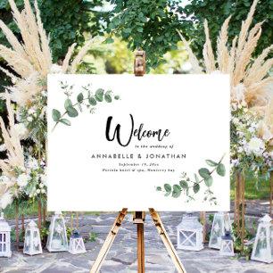 Beautiful elegant eucalyptus welcome decor wedding foam board
