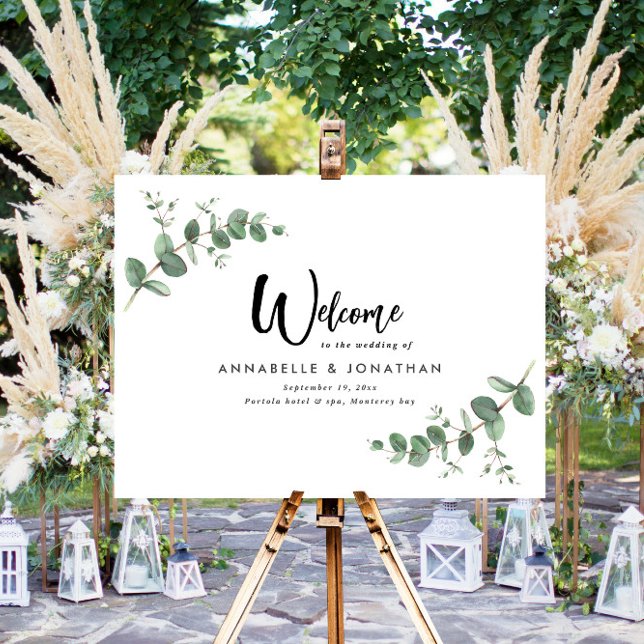 Beautiful elegant eucalyptus welcome decor wedding foam board (Creator Uploaded)