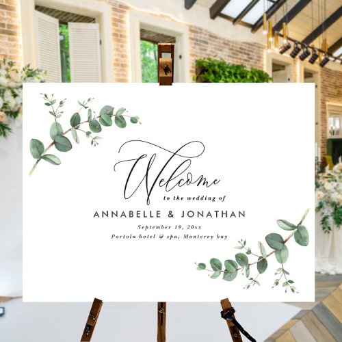 Beautiful elegant eucalyptus welcome decor wedding foam board