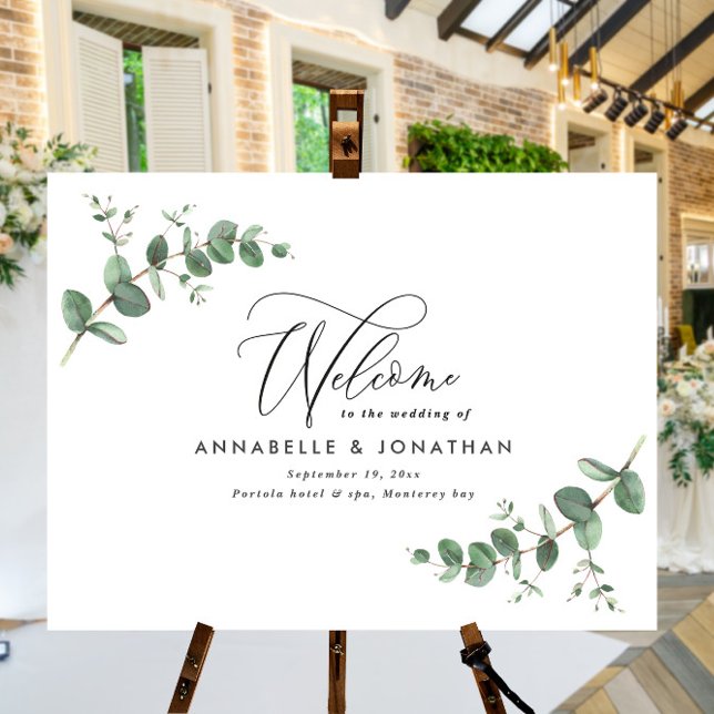 Beautiful elegant eucalyptus welcome decor wedding foam board (Creator Uploaded)