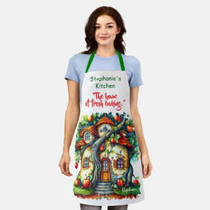 Beautiful Elegant Fantasy Apple Fruit House Apron