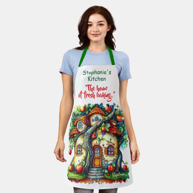 Beautiful Elegant Fantasy Apple Fruit House Apron (Worn)