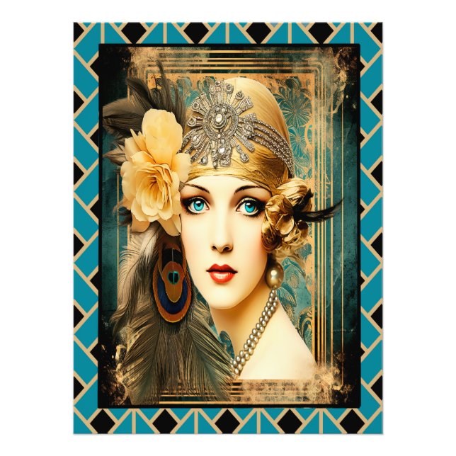 Beautiful Elegant Flapper Poster. Photo Print (Front)