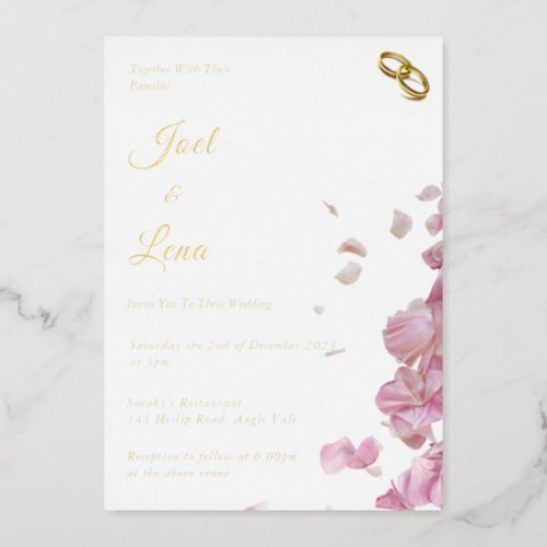 Beautiful Elegant Floral Foil Wedding Invitation Foil Invitation