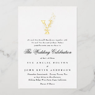 Beautiful Elegant Floral GOLD Monogram Wedding Foil Invitation