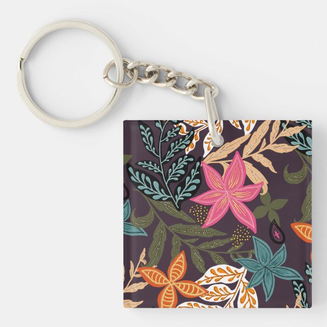 Beautiful Elegant Floral Pattern  Keychain (Front)