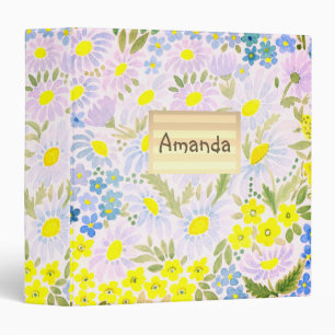 Beautiful, elegant, floral pattern, watercolor 3 ring binder