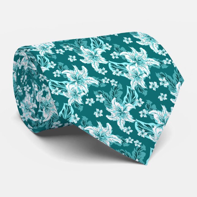 Beautiful elegant flower pattern  neck tie (Rolled)