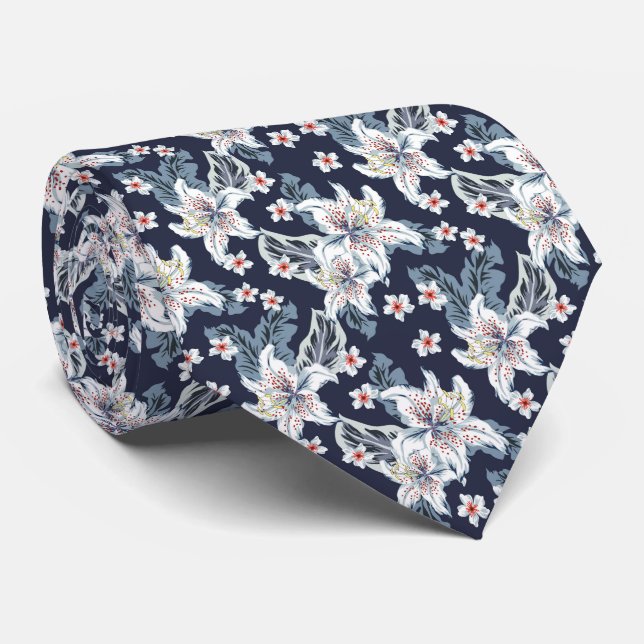 Beautiful elegant flower pattern  neck tie (Rolled)
