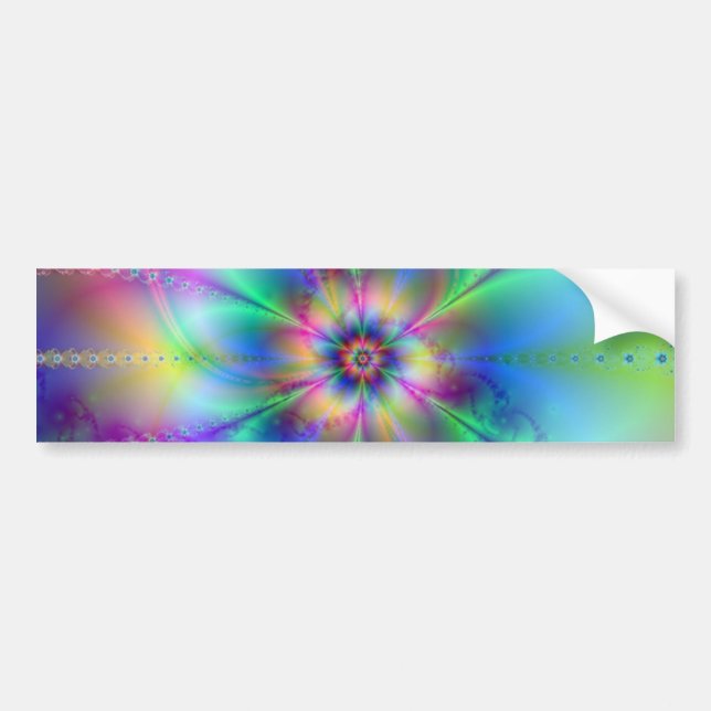 Beautiful elegant flowers fractal art effects blue bumper sticker (Front)