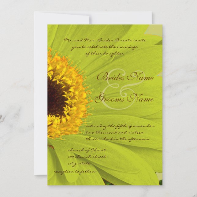 Beautiful Elegant Gerber Daisy Wedding Invitation (Front)