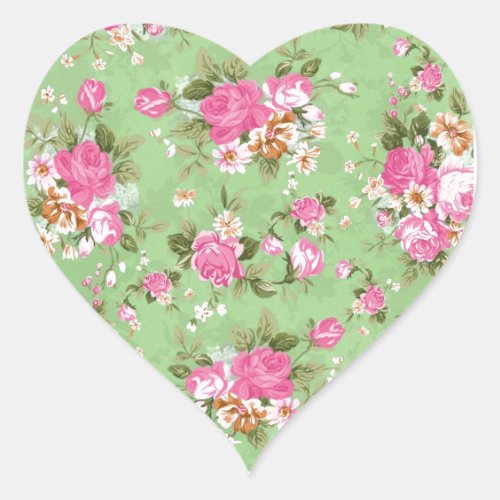 Beautiful elegant girly vintage roses flowers heart sticker