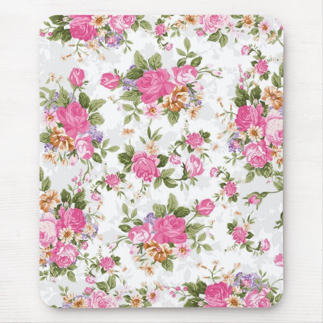 Beautiful elegant girly vintage roses flowers mouse pad (Front)