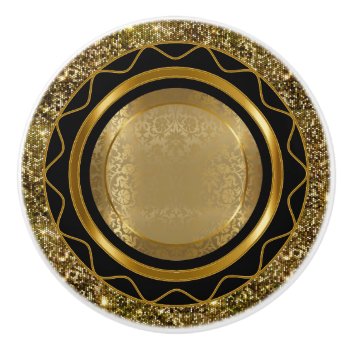Beautiful Elegant Gold And Black Design Ceramic Knob by DesignsbyDonnaSiggy at Zazzle