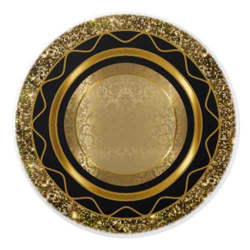 Beautiful Elegant Gold and Black Design Ceramic Knob