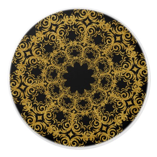 Beautiful Elegant Gold and Black Diadem Design Ceramic Knob