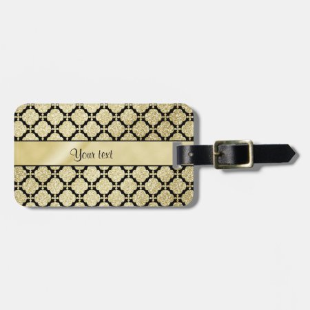 Beautiful Elegant Gold & Black Symetrical Luggage Tag